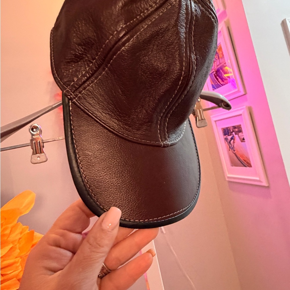 Classic Black Leather Baseball Cap
